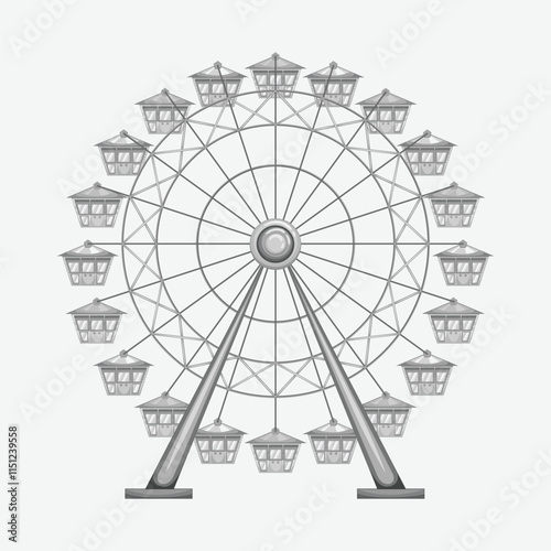 Premium Vector Silhouette Ferris Wheel Design, Ferris Wheel Silhouette Vector Illustration 
