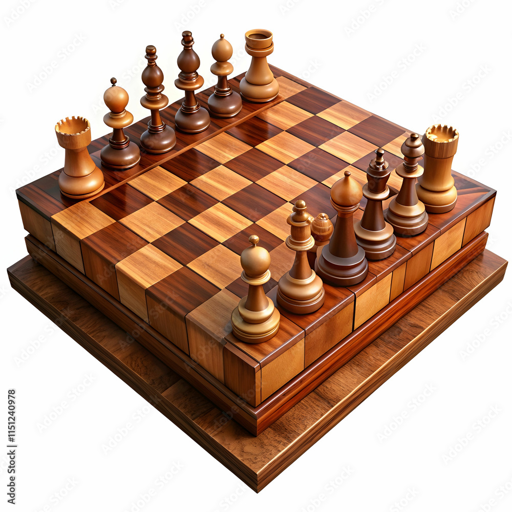 chess board wood on white background chess board wood on white background