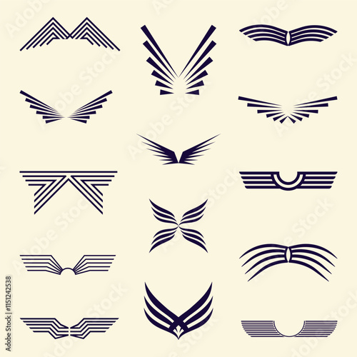 Geometric wings icon collection