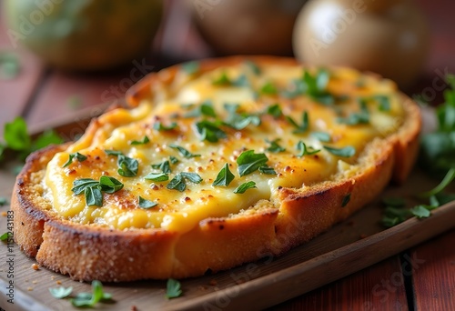 Dlicious twice baked potatoes smothered with aged cheddar cheese
 photo