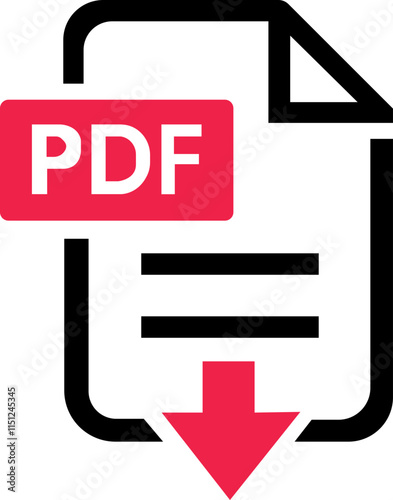 PDF file format icon.PDF file download icon flat trendy vector illustration isolated .File format extensions. doc, xls, ppt, pdf file format document icons.PDF document icon with download arrow.