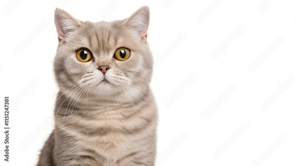 Fototapeta premium portrait British Shorthair cat white background copy blank space paste