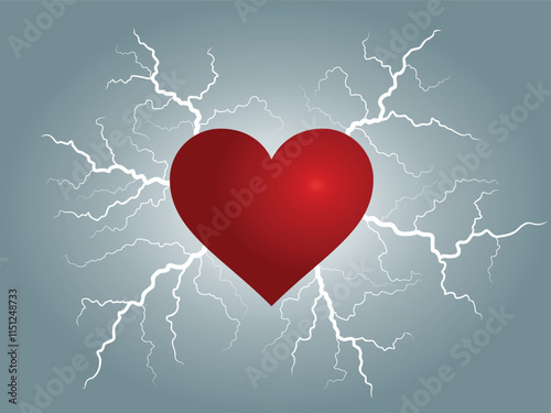 The red heart symbol with lightning bolt.