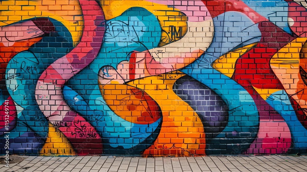 Obraz premium Colorful graffiti art on brick wall.