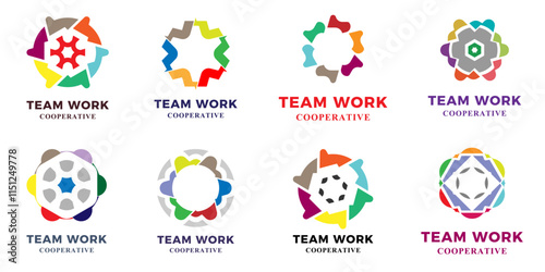 Teamwork logo ideas. teamwork and working together logo collection