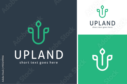 Initial Letter U with Flower Leaf, Beauty Floral Leaves Plant Decoration for Vegan Herbal Fresh Natural Nutrition logo design