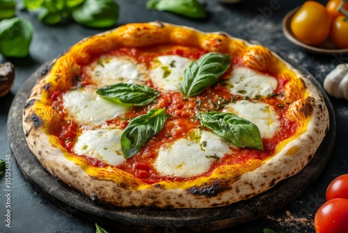 Artisan Pizza with Fresh Mozzarella and Basil photo