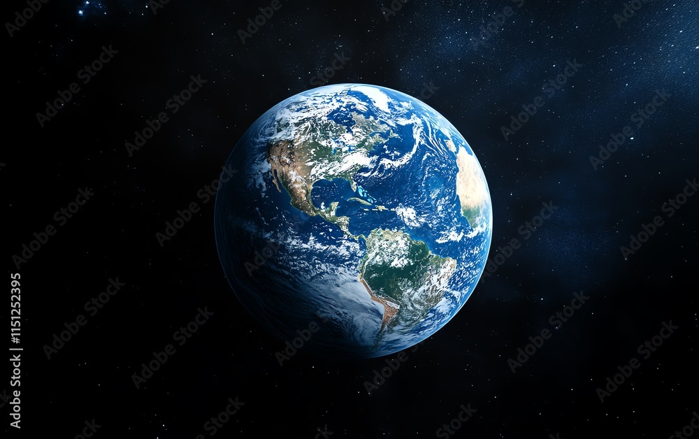 Fototapeta premium Planet Earth on a techdriven background filled with global data and information, leaving plenty of space for text, logo, or branding