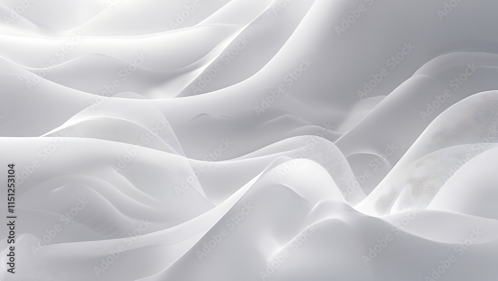 Fototapeta premium Abstract White Fabric Draped Landscape