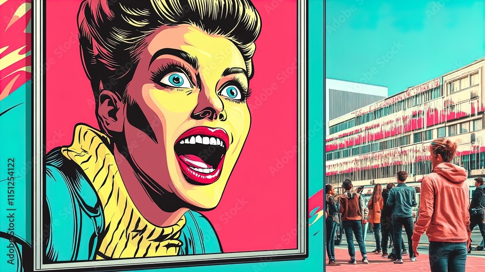 Obraz premium experience the urban art scene: interactive digital mural with lively animations and augmented reality, perfect as a poster for vibrant athletic spaces!