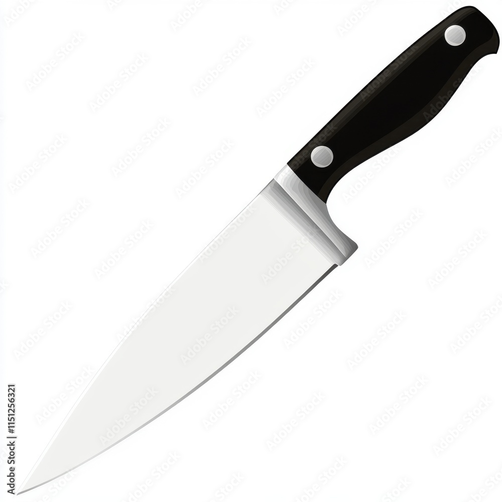 A sleek kitchen knife with a black handle and a sharp stainless steel blade, perfect for culinary tasks. A sleek kitchen knife with a black handle and a sharp stainless steel blade, perfect for culinary tasks.