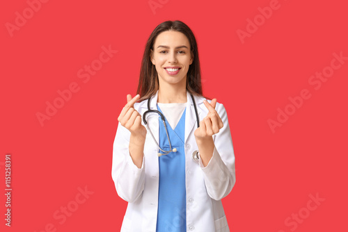 Young female doctor making ...