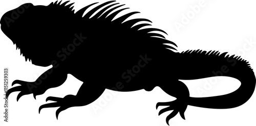 lizard iguana black silhouette vector logo