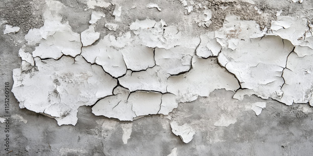 Obraz premium Peeling paint on an old cement wall showcases a textured cement surface. This cracked cement creates a unique gray concrete backdrop, perfect for various design projects and compositions.
