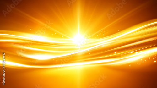 Bright golden waves of light create mesmerizing abstract background, evoking feelings of warmth and energy. radiant glow and flowing patterns enhance visual appeal