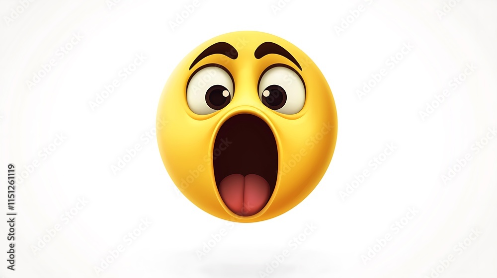 Shocked Emoji Face 3D Rendering Yellow Open Mouth Surprise Shocked Emoji Face 3D Rendering Yellow Open Mouth Surprise