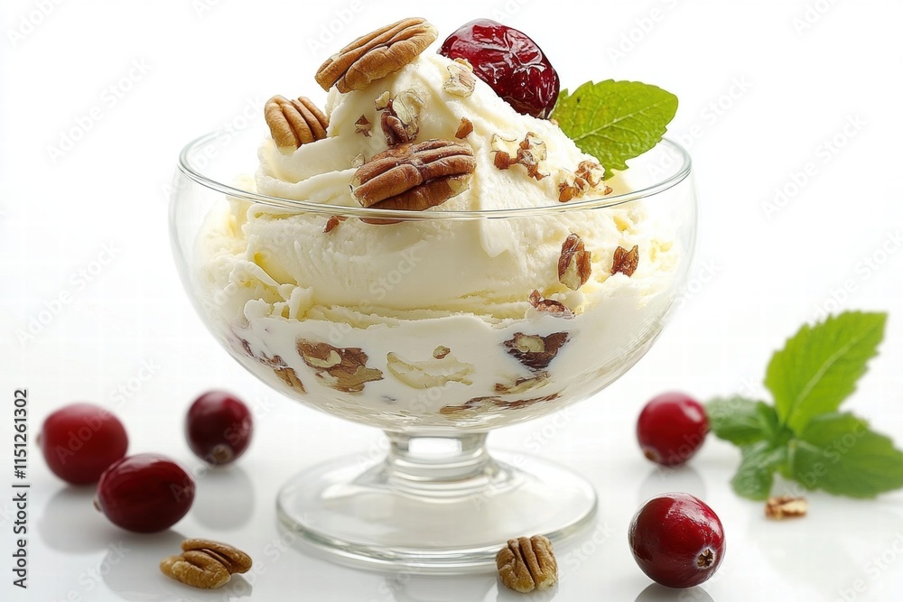 Delicious Pecan Cranberry Ice Cream Sundae