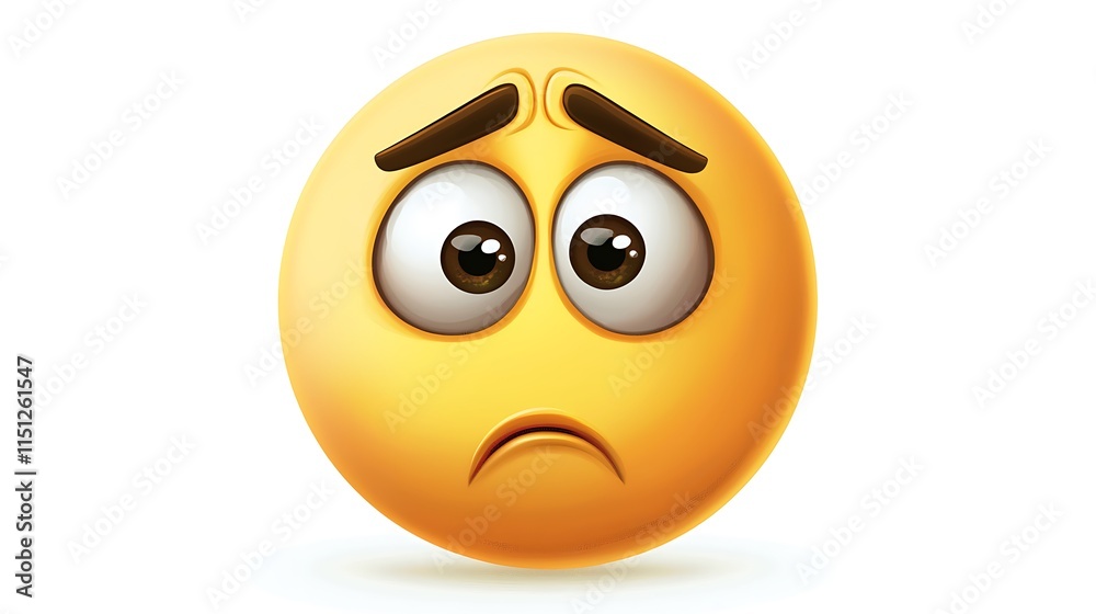 Fototapeta premium Sad Emoji Face Worried Disappointed Anxious Expression