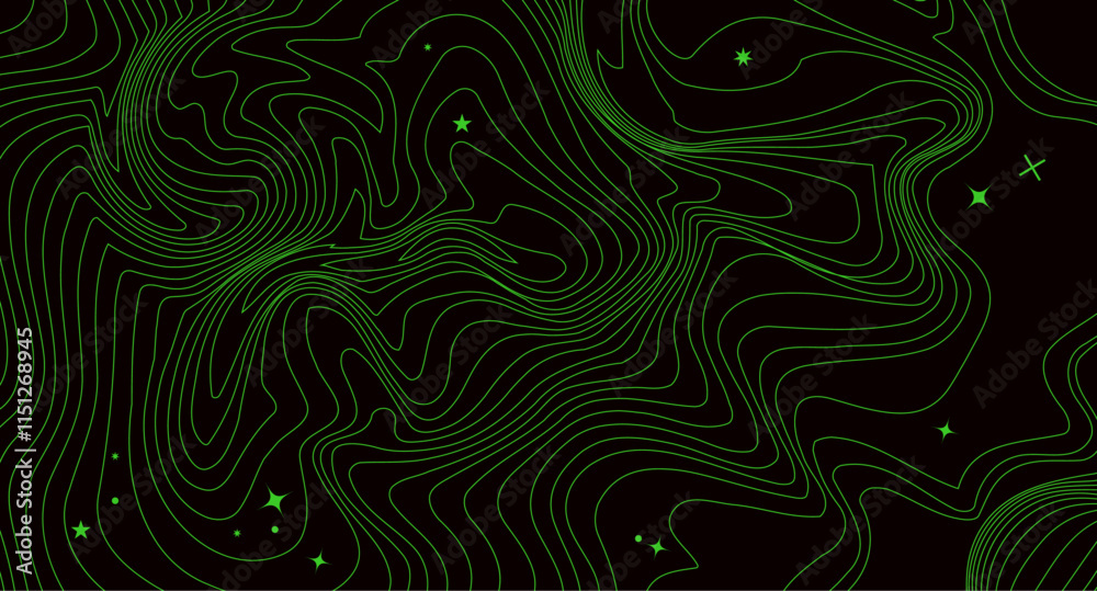 Abstract metaverse design with bling stars and wave lines