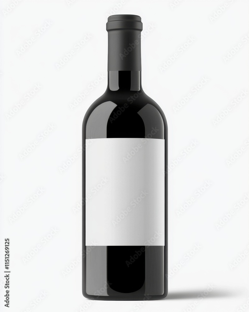 Obraz premium A sleek black wine bottle with a blank label, perfect for showcasing personalized branding or private label wines.