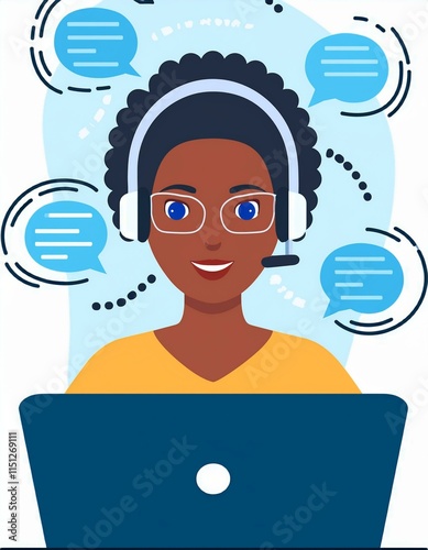 Chat Bot Chat with AI or Artificial Intelligence technology. Woman using a laptop computer chatting with an intelligent artificial intelligence asks for the answers he wants. ChatGPT