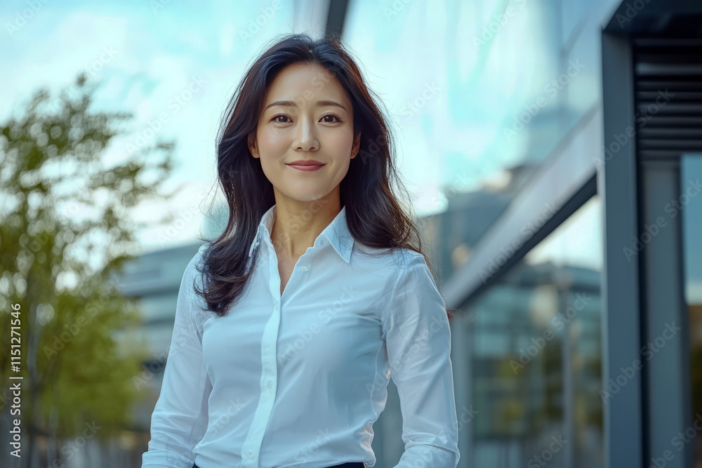 Confident asian female professional in urban setting Confident asian female professional in urban setting