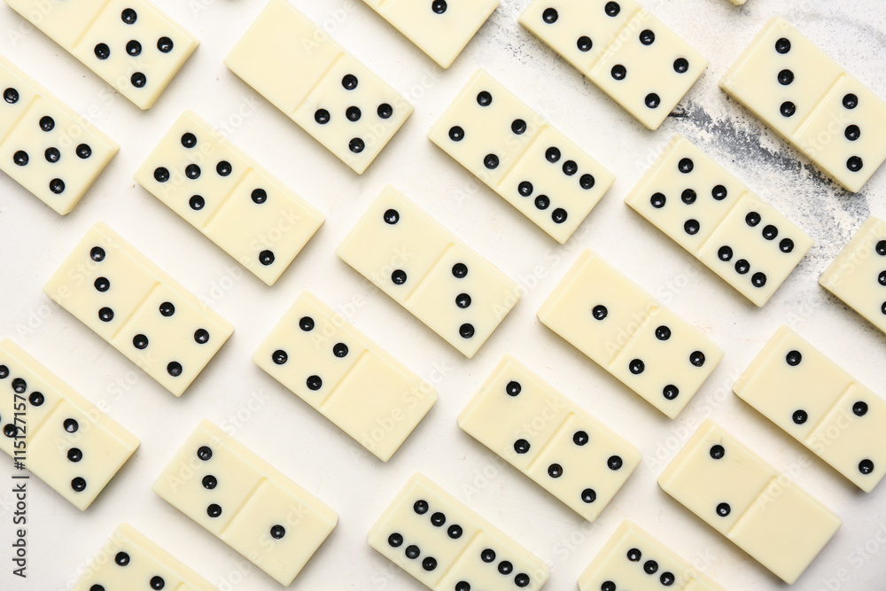 Texture of dominos blocks on white background Texture of dominos blocks on white background