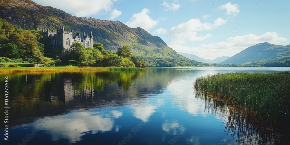 Serene Kylemore Abbey located by a picturesque lake, showcasing the stunning beauty of Kylemore Abbey s surroundings amidst the tranquil waters and lush nature. Serene Kylemore Abbey located by a picturesque lake, showcasing the stunning beauty of Kylemore Abbey s surroundings amidst the tranquil waters and lush nature.