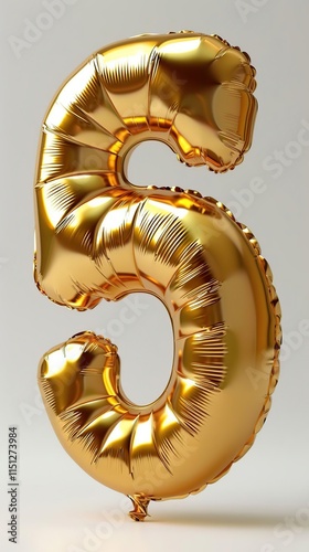 a close up of a gold foil balloon shaped like the number six photo