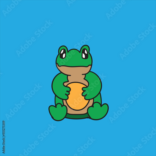 Cute frog with yellow frisbee