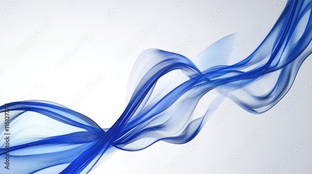 Naklejka premium Elegant Flowing Blue Waves on a Soft Light Background