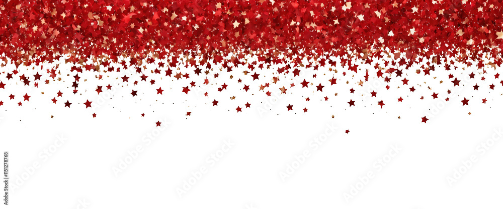 Metallic red and golden stars falling on a white background. Confetti overlay for New Year, Christmas or birthday greeting card design. Metallic red and golden stars falling on a white background. Confetti overlay for New Year, Christmas or birthday greeting card design.
