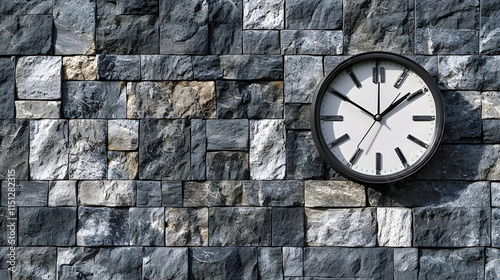 Wallpaper Mural Clock mounted on a textured stone wall in a modern design setting showcasing minimalist aesthetics Torontodigital.ca