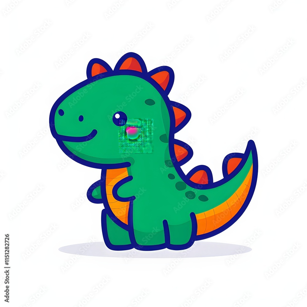 Fototapeta premium A simple cartoon dino with a white background