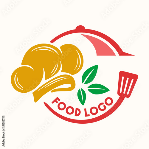 Food logo. Using the typical chef hat element. Suitable for restaurants, cafes and cooking courses.