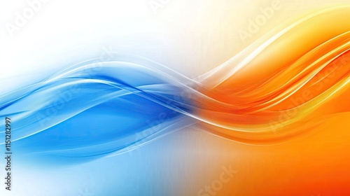 Abstract Flowing Waves in Blue and Orange Gradient Design