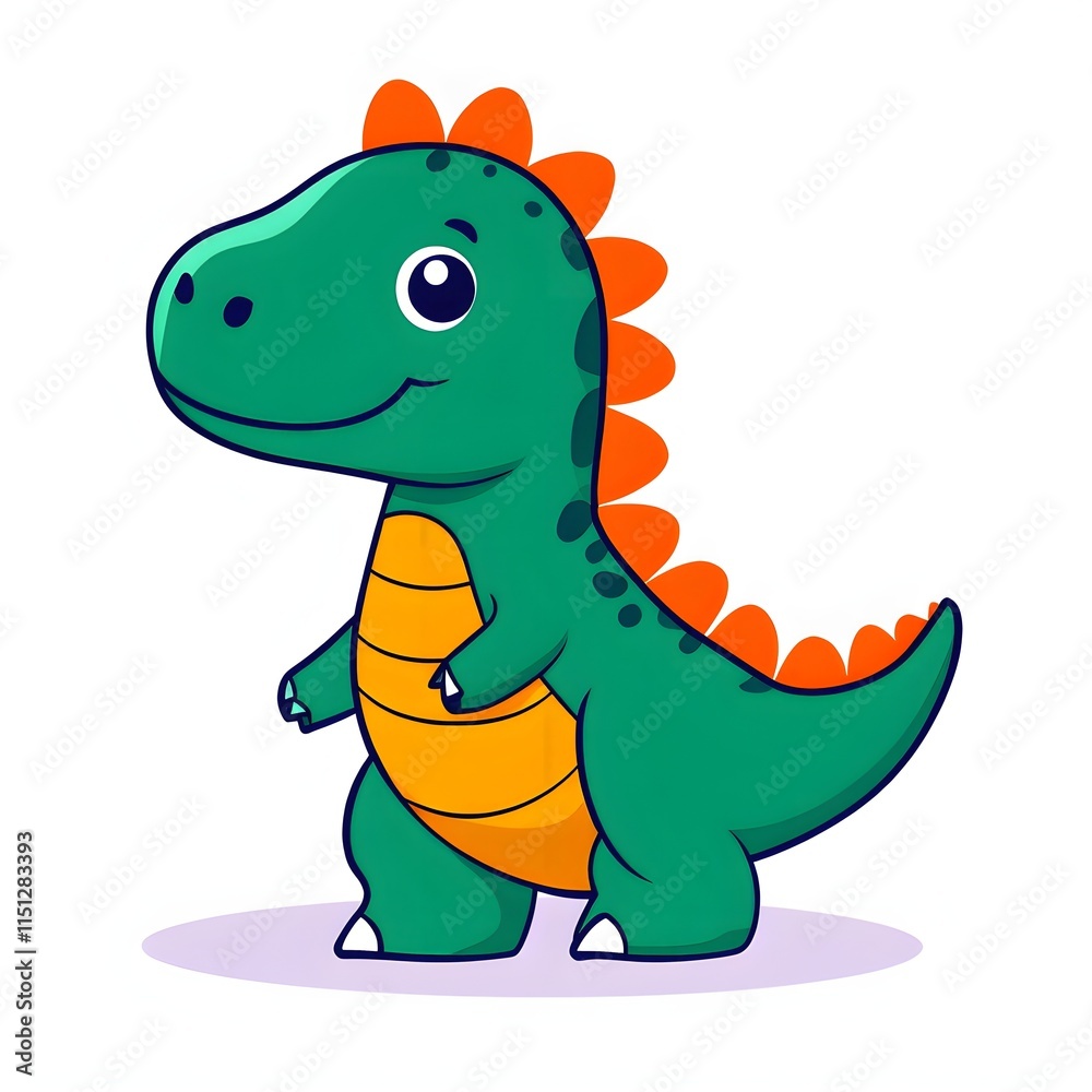 Fototapeta premium A simple cartoon dino with a white background