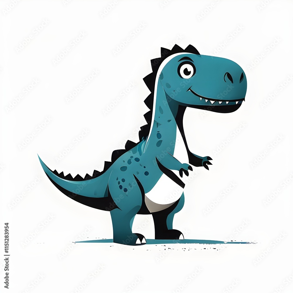 Fototapeta premium A simple cartoon dino with a white background