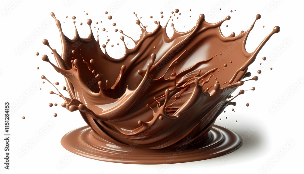 Fototapeta premium Pantone A mocha mousse-colored splash of liquid chocolate, with a dynamic crown shape and smooth, glossy sur4