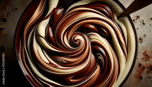 Pantone A perspective showing the swirling pattern of chocolate and cream from an elevated angle, with the c3 photo