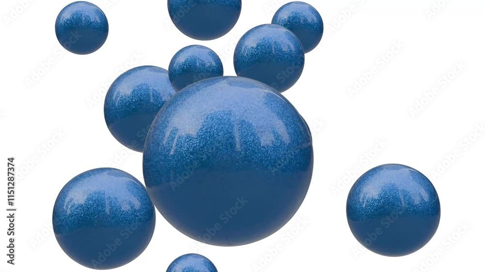 Large blue sparkling bubbles balloons inflate and move chaotically and bang against each other. Large blue sparkling bubbles balloons inflate and move chaotically and bang against each other.