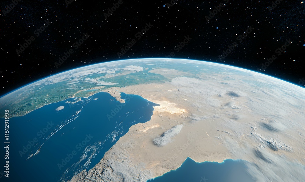 Fototapeta premium Stunning View of Earth from Space Highlighting Natural Landscapes
