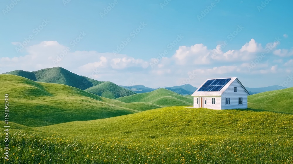 A modern house with solar panels on its roof harnesses renewable energy to generate electricity through advanced technology. A modern house with solar panels on its roof harnesses renewable energy to generate electricity through advanced technology.
