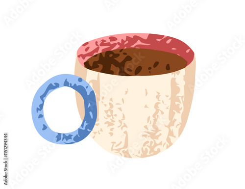 Coffee cup. Warm drink in mug. Hot beverage, teacup with handle. Morning amer...