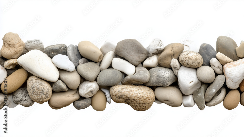 Gravel rocks border isolated on white background Gravel rocks border isolated on white background