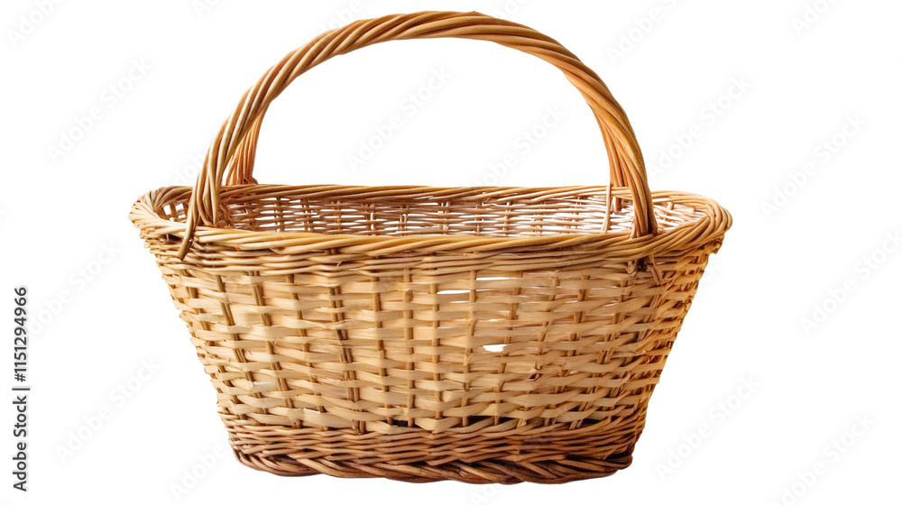 Wicker Basket with Handle: A classic wicker basket with a woven handle, perfect for showcasing rustic charm or adding a touch of vintage elegance. Wicker Basket with Handle: A classic wicker basket with a woven handle, perfect for showcasing rustic charm or adding a touch of vintage elegance.
