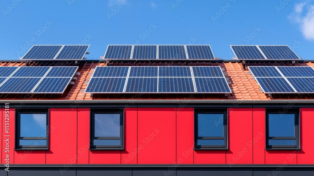 Installing solar panels on the rooftop under clear, sunny skies. Installing solar panels on the rooftop under clear, sunny skies.