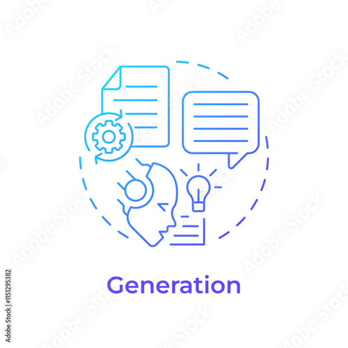 Generation blue gradient concept icon. Update external data. RAG process integration. AI algorytm development. Round shape line illustration. Abstract idea. Graphic design. Easy to use in article