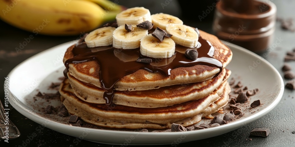 Delicious pancakes featuring a delightful combination of chocolate and banana, perfect for breakfast or a sweet treat. Enjoy these pancakes with chocolate and banana for an indulgent experience. Delicious pancakes featuring a delightful combination of chocolate and banana, perfect for breakfast or a sweet treat. Enjoy these pancakes with chocolate and banana for an indulgent experience.