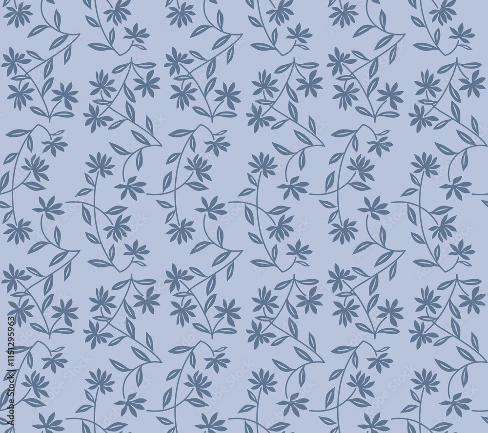 Japanese Flower Leaf Vine Vector Seamless Pattern Japanese Flower Leaf Vine Vector Seamless Pattern